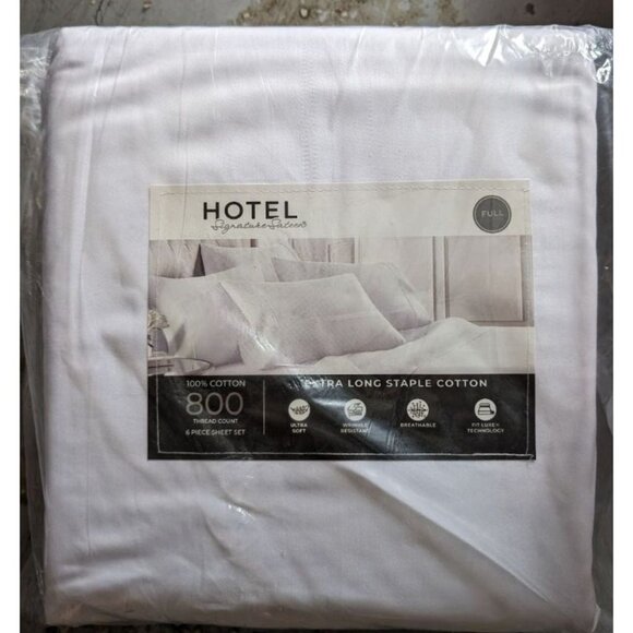 Hotel Signature 800 Thread Count Cotton 6-Piece Sheet Set Full White - Picture 1 of 6